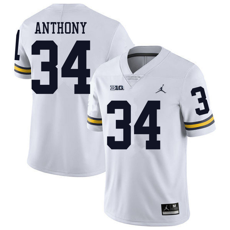 Jordan Brand Men #34 Jordan Anthony Michigan Wolverines College Football Jerseys Sale-White